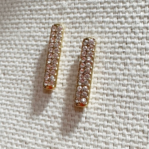 Nadri zirconia and gold tone post earrings. - Picture 2 of 4